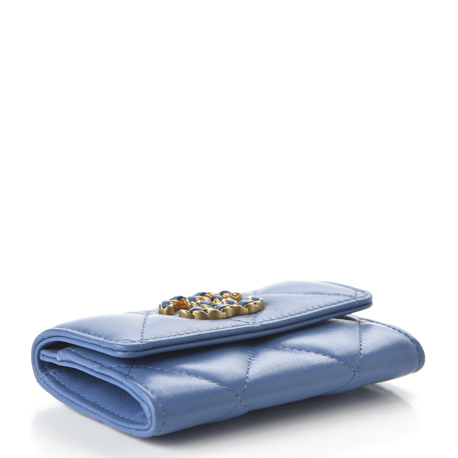 Chanel Lambskin Quilted Chanel 19 Flap Card Holder Light Blue 4 of 12