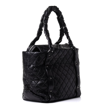 Chanel Distressed Lambskin Vintage Ligne Lady Braid Tote Black 2 of 9