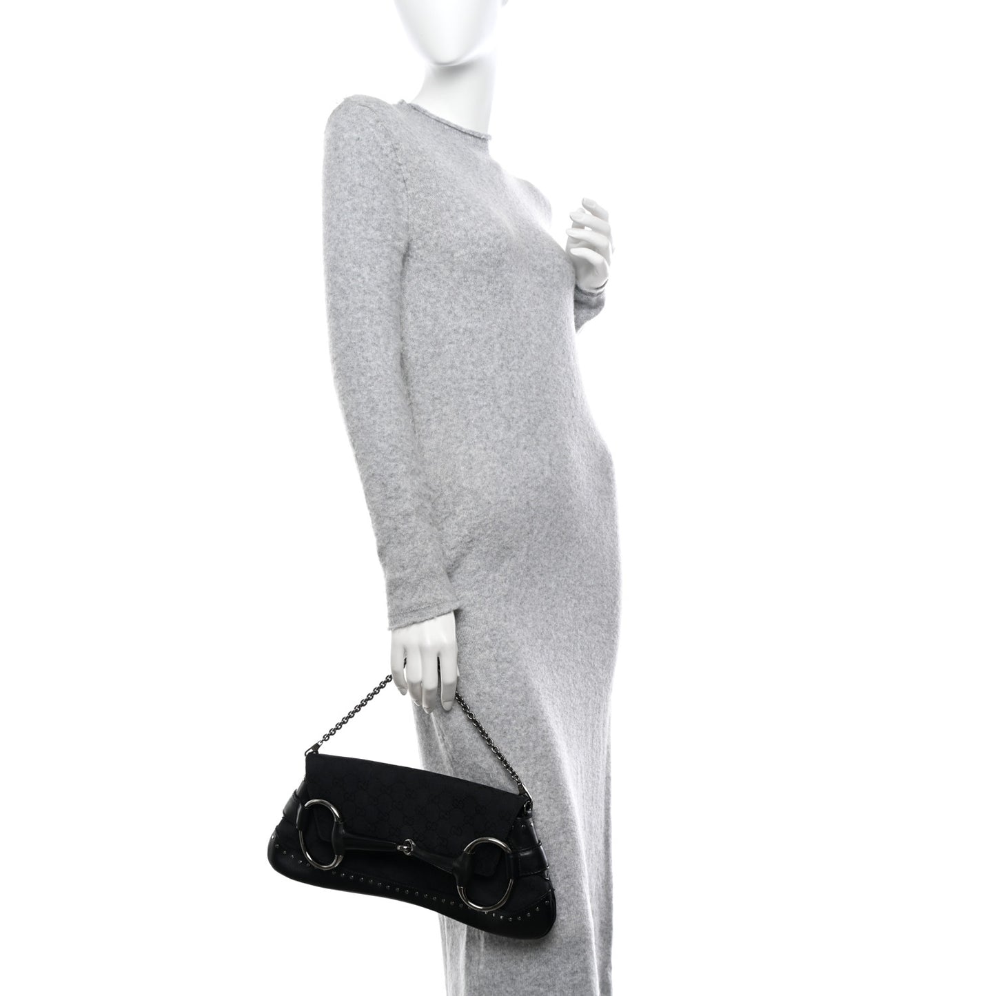 Monogram Studded Horsebit Clutch Black