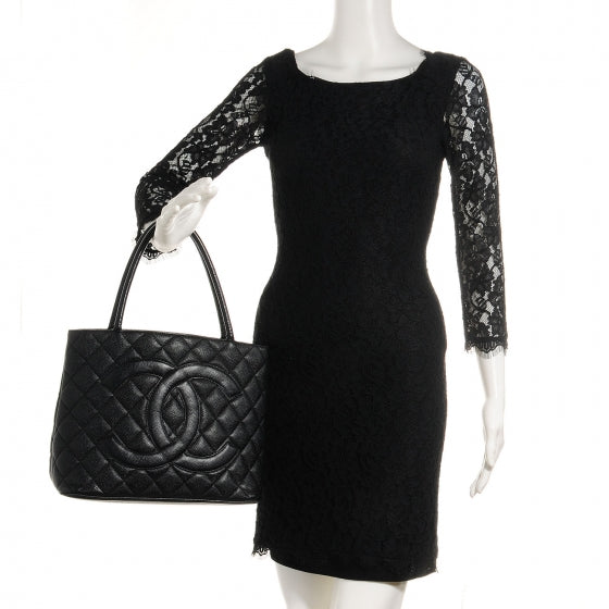 Caviar Medallion Tote Black