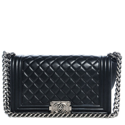 Chanel Metallic Calfskin Quilted Medium Boy Flap Black 1 of 9