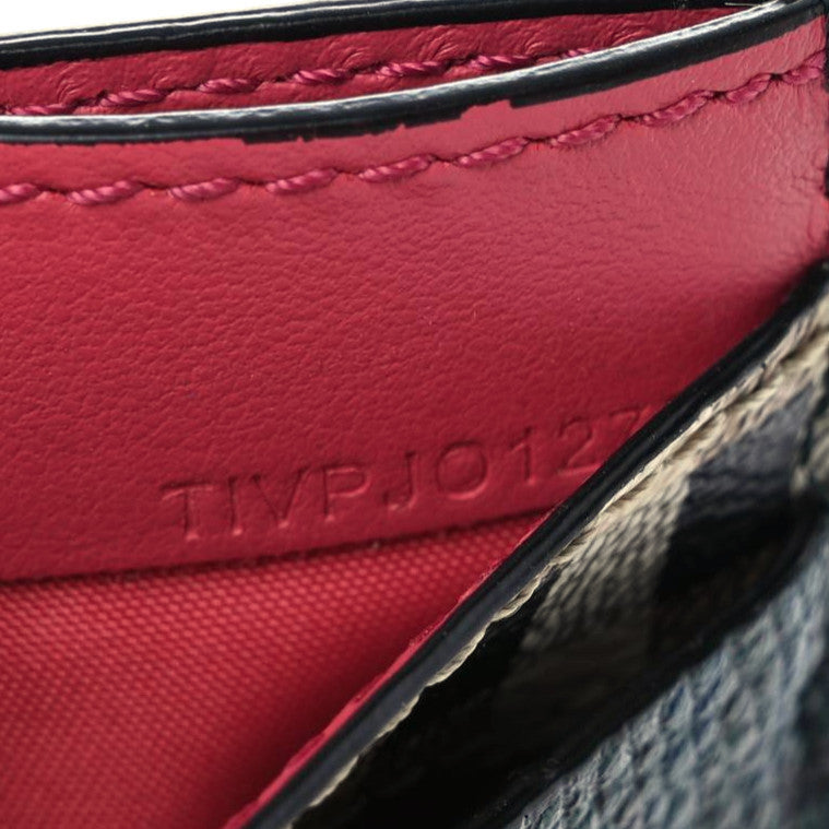 Calfskin Haymarket Check Cat Appliqué Card Case Multicolor