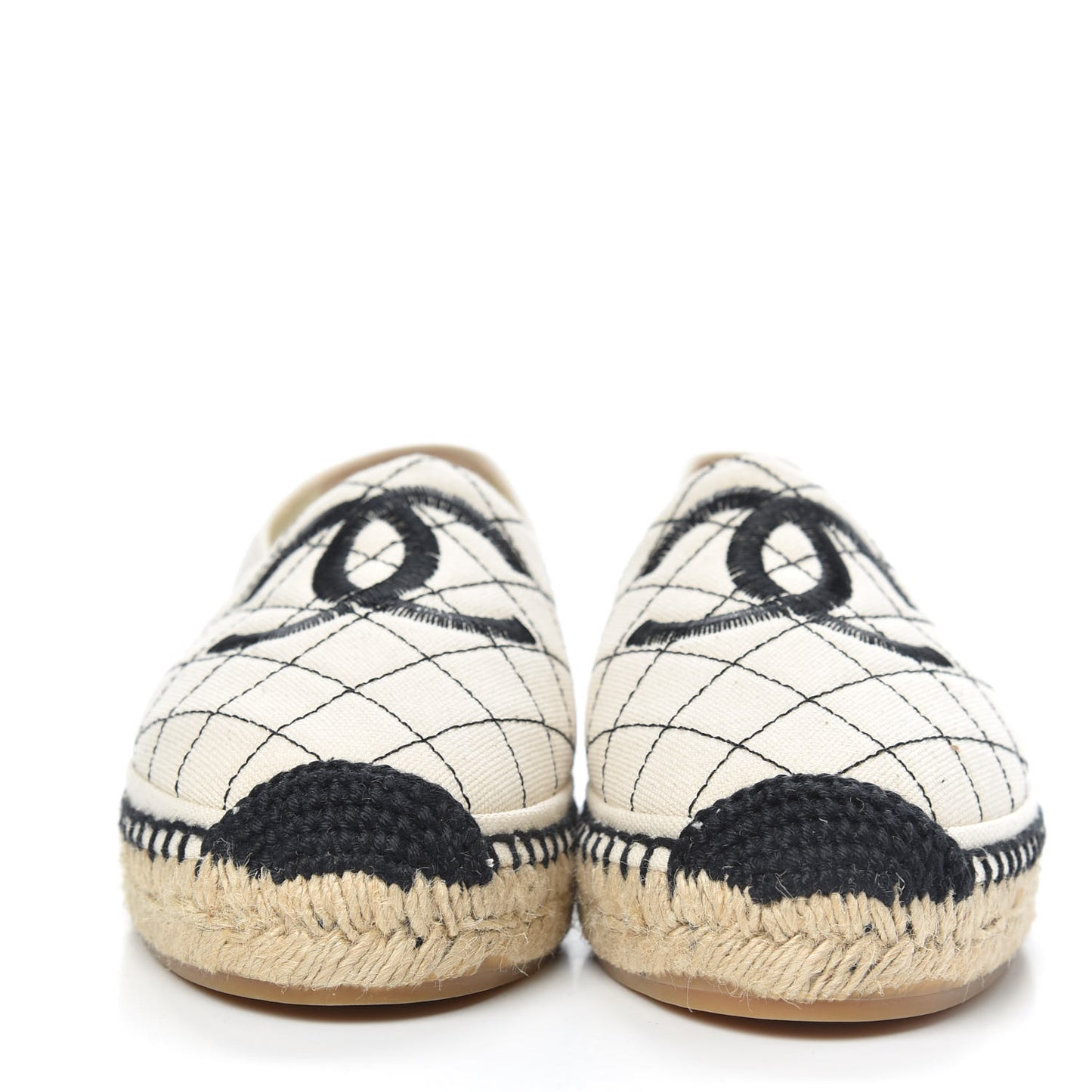 Fabric Biarritz CC Espadrilles 38 Beige Black