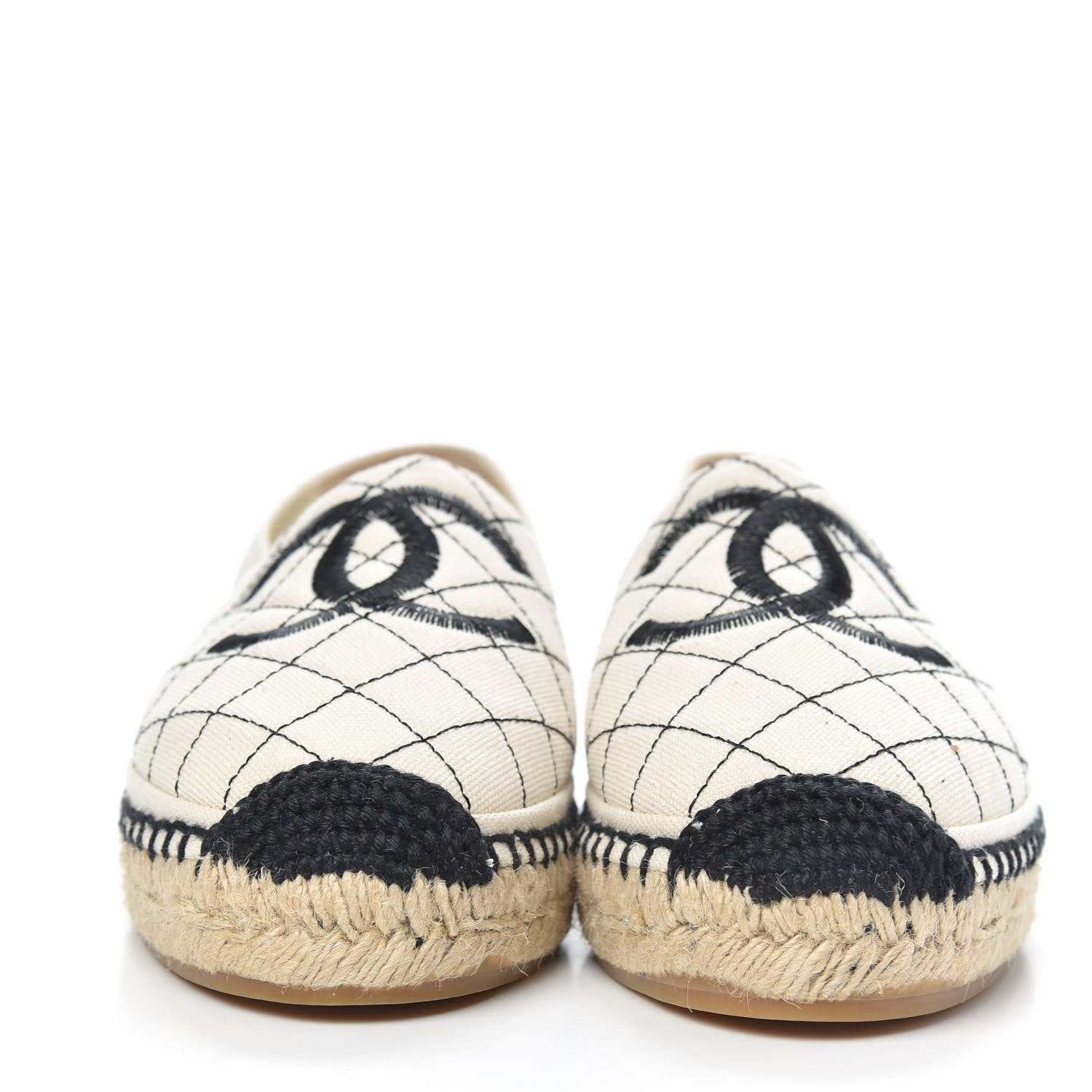 Chanel Fabric Biarritz CC Espadrilles 38 Beige Black 2 of 9