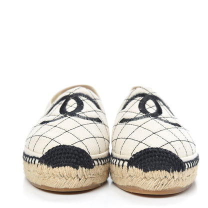 Chanel Fabric Biarritz CC Espadrilles 38 Beige Black 2 of 9