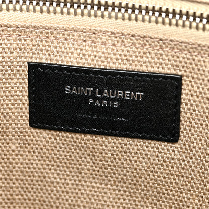Saint Laurent Linen Calfskin Rive Gauche Tote Optic White 6 of 9