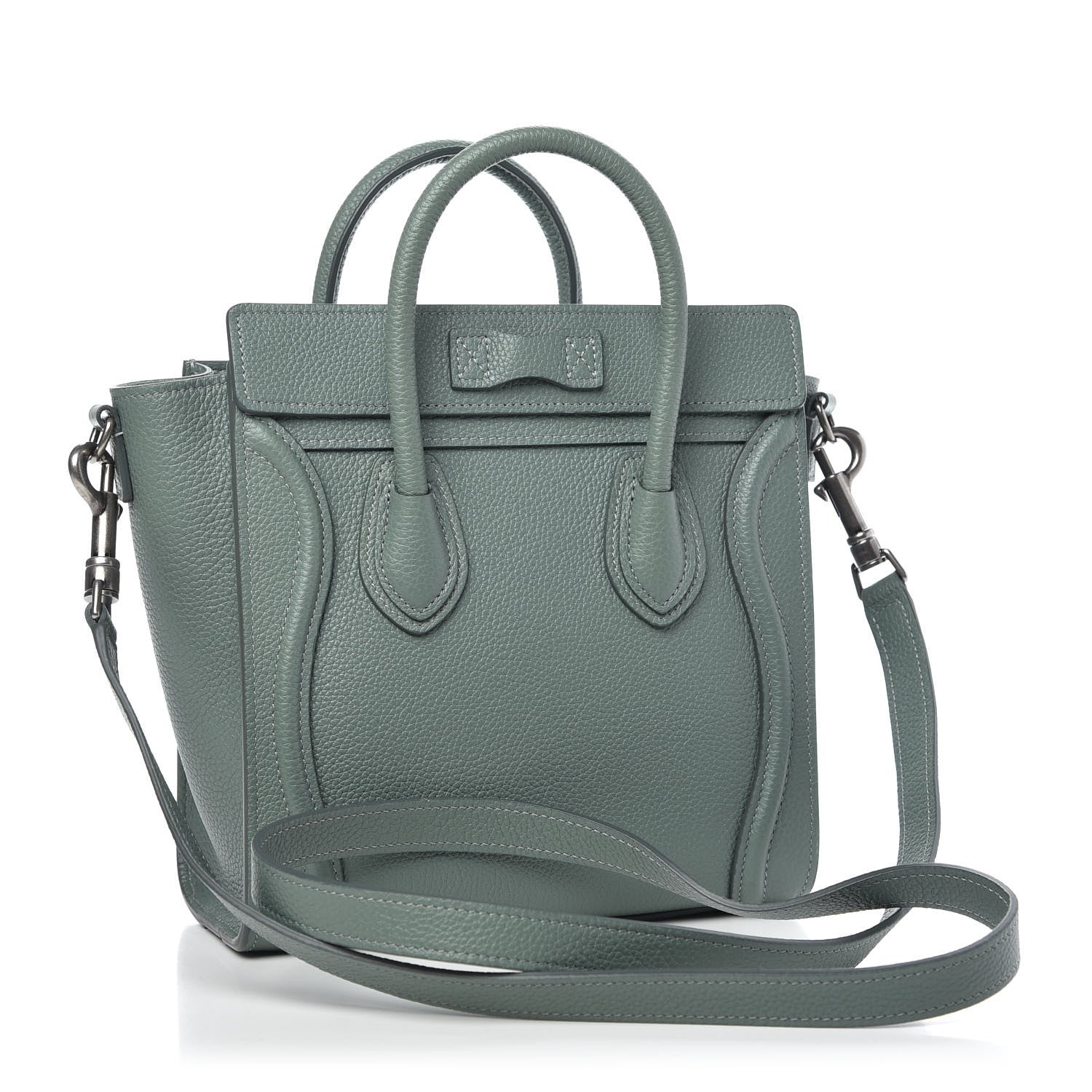 Celine Drummed Calfskin Nano Luggage Celadon 3 of 10