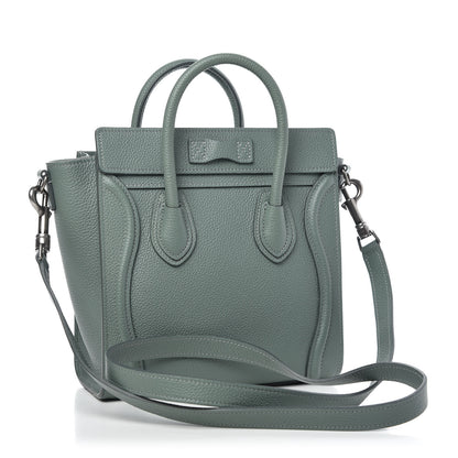 Celine Drummed Calfskin Nano Luggage Celadon 3 of 10