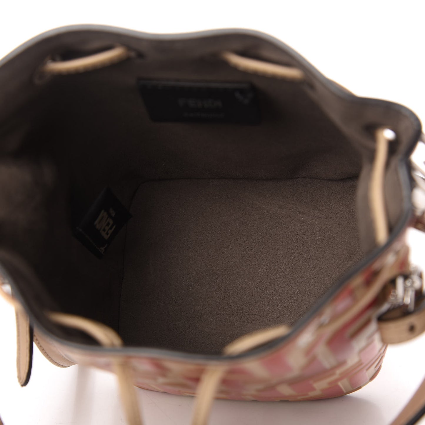 Vitello Liberty F is Fendi FF Embossed Mini Mon Tresor Bucket Bag Amido Fiamma