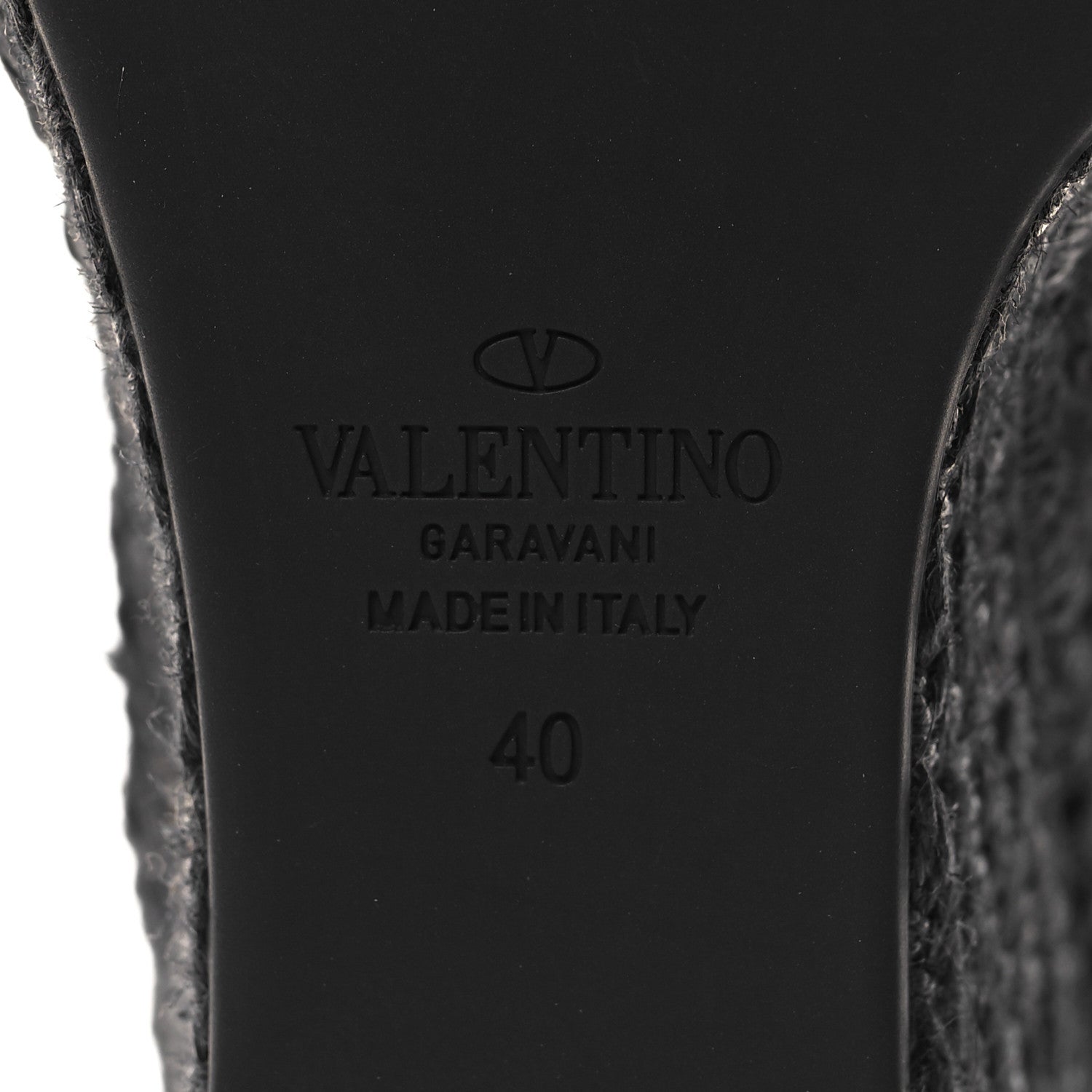 Valentino Garavani Grainy Cowhide VLogo Ankle Wrap Espadrille Wedge Sandals 40 Black 7 of 9