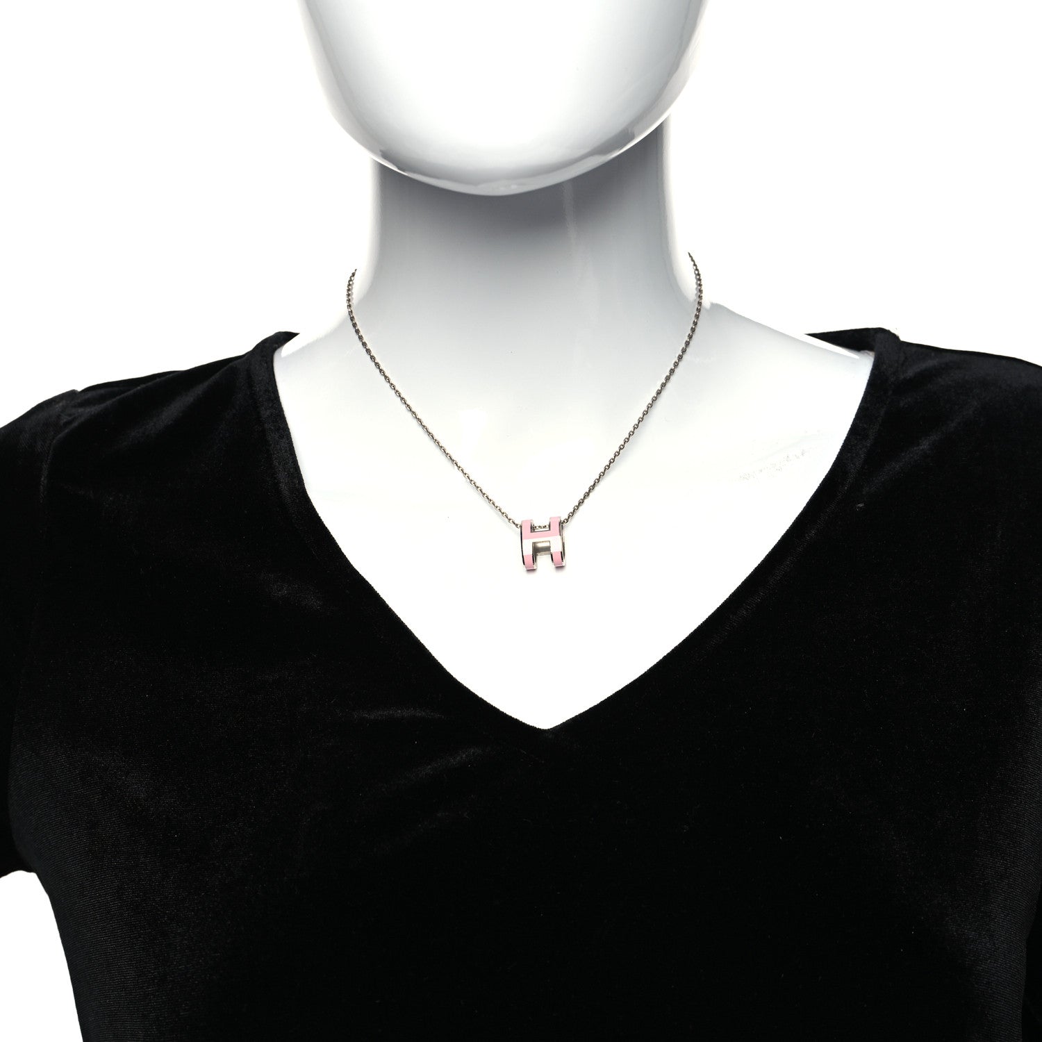 Hermes Palladium Pop H Pendant Necklace Rose Dragee 2 of 5