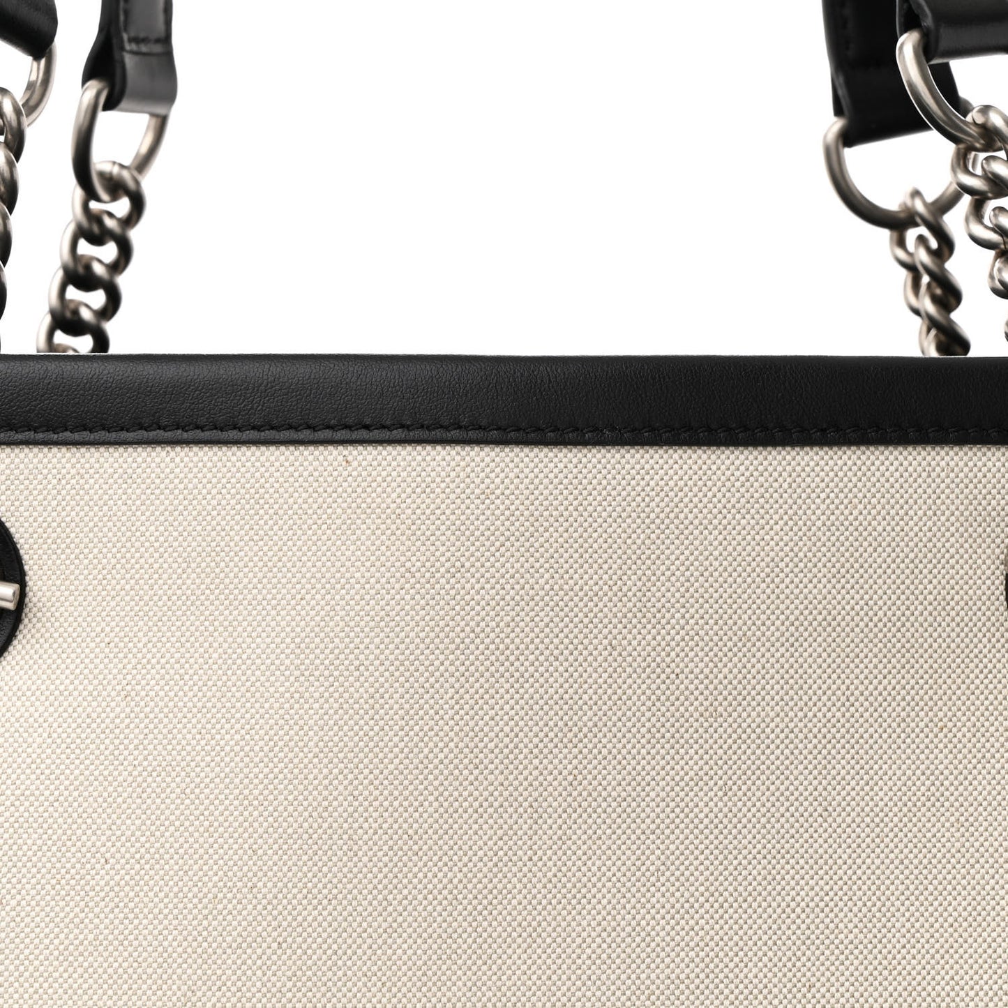 Canvas Calfskin Duty Free Tote Bag Natural Black Natural Black
