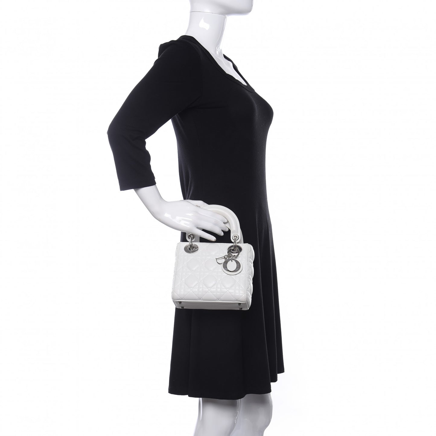 Lambskin Cannage Mini Lady Dior White