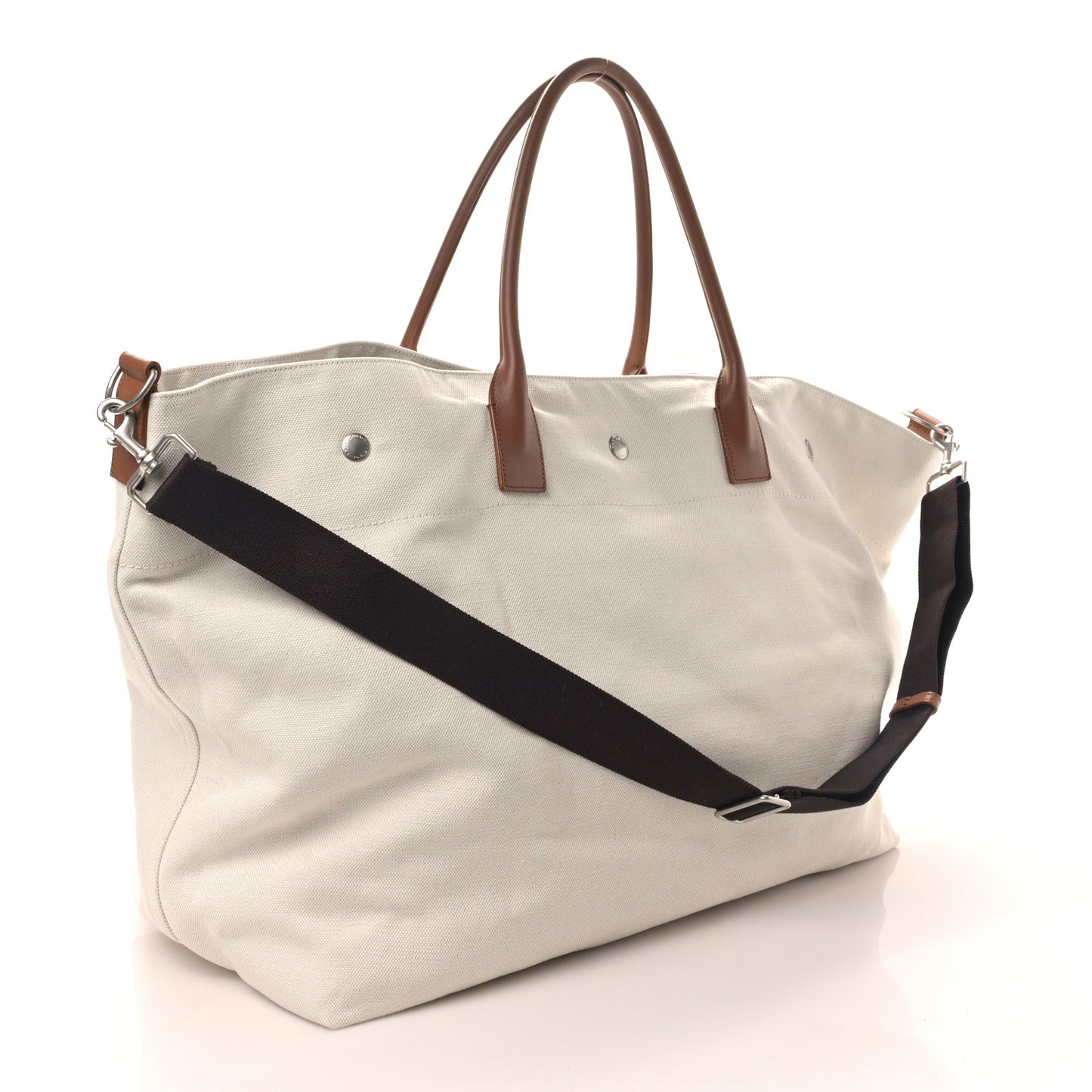 Linen Calfskin Rive Gauche Maxi Tote Grege et Noir