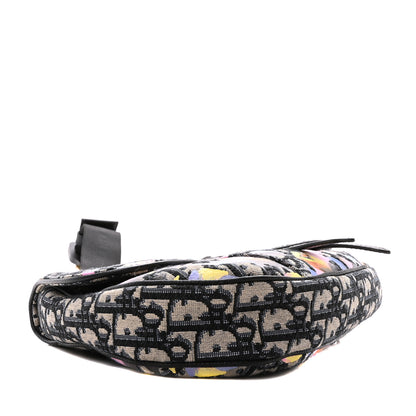 Christian Dior X ALEX FOXOTN Oblique Floral Print Mens Saddle Bag Blue Multicolor 4 of 10