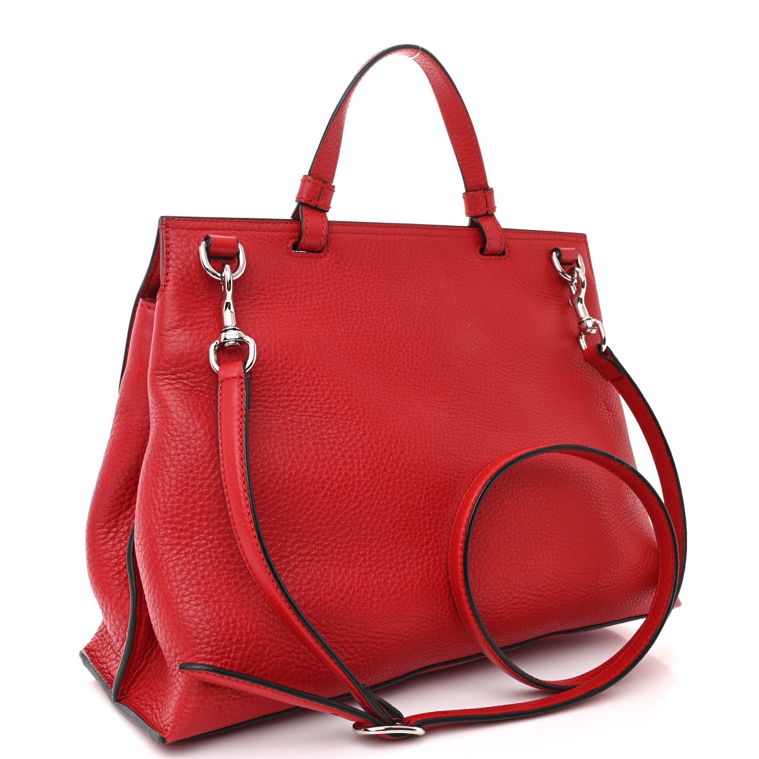 Gucci Cellarius Calfskin Small Bamboo Daily Top Handle Bag Hibiscus Red 3 of 11
