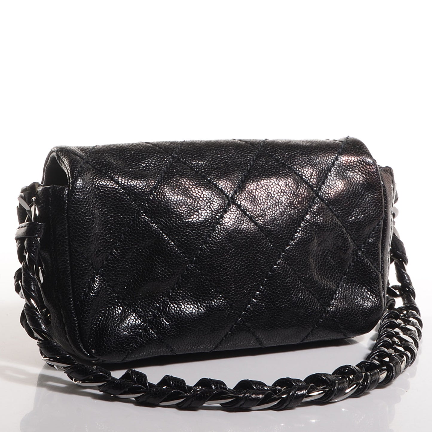 Glazed Caviar Mini Modern Chain Flap Black