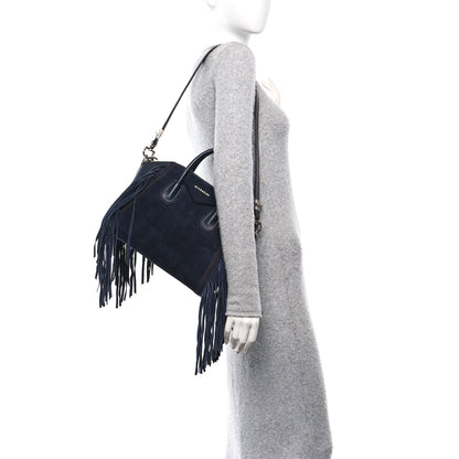 Givenchy Calfskin Suede Small Fringe Antigona Blue 2 of 10
