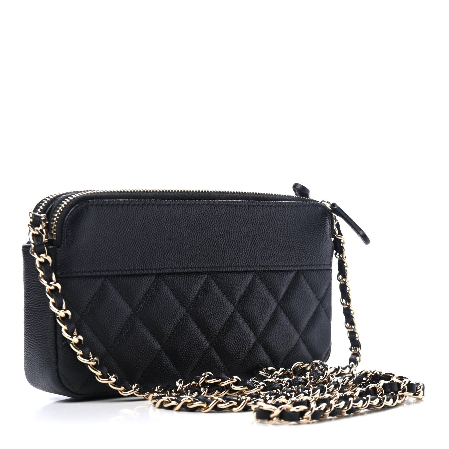 Chanel Caviar Quilted Small Vintage Mademoiselle Clutch With Chain Black 2 of 4
