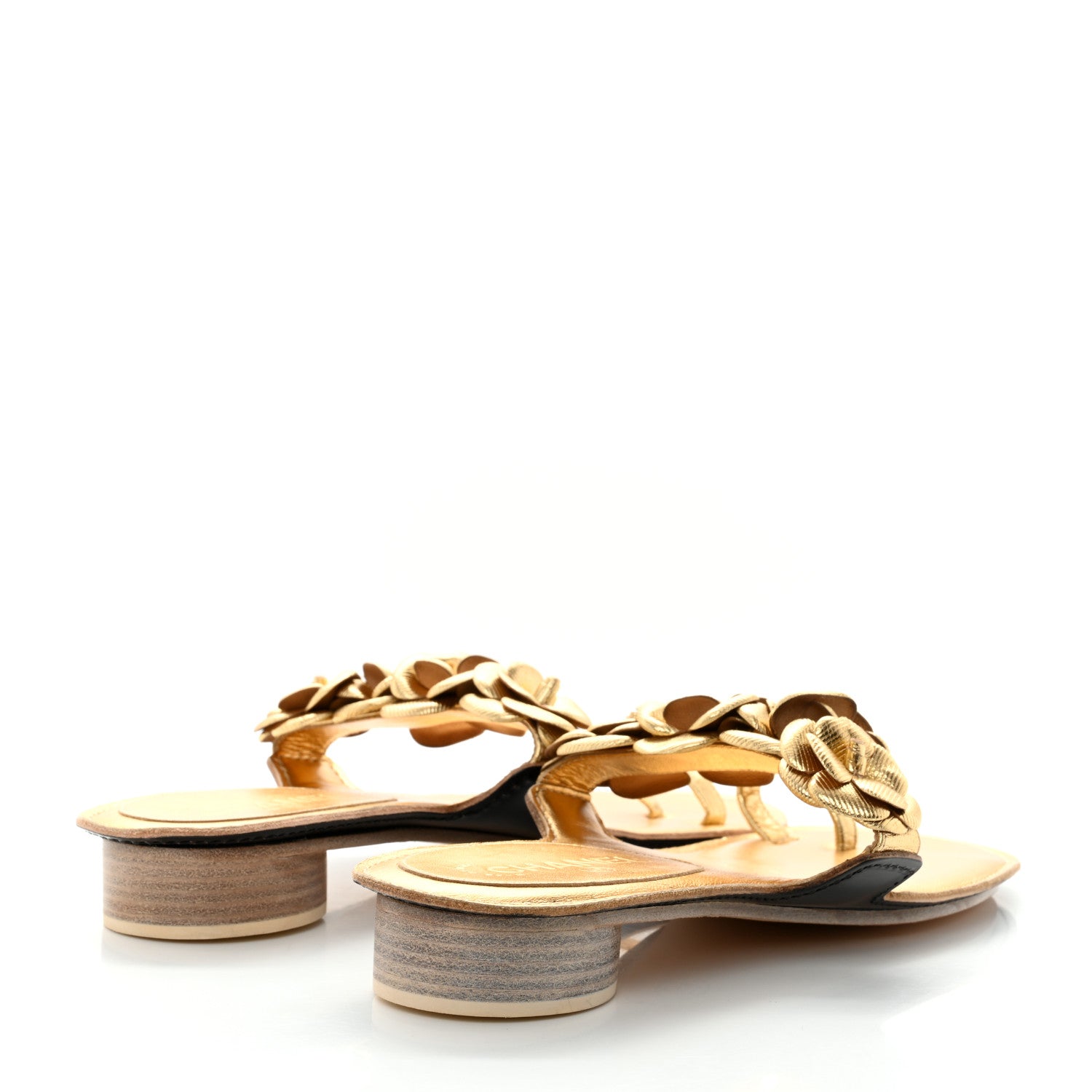 Chanel Metallic Calfskin Camellia Sandals 41 Gold 4 of 7