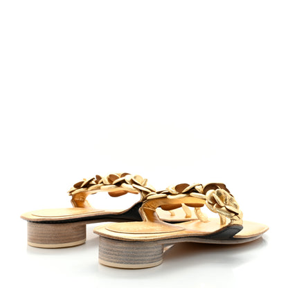 Chanel Metallic Calfskin Camellia Sandals 41 Gold 4 of 7