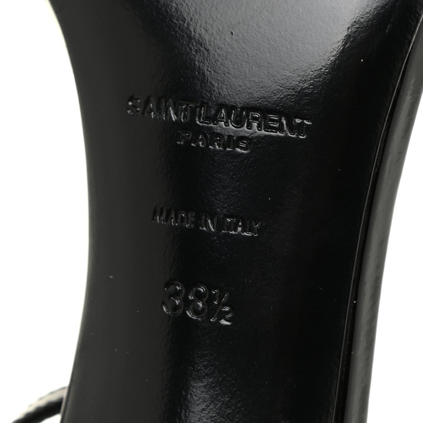Patent Calfskin Amber 105 Ankle Strap Sandals 38.5 Black