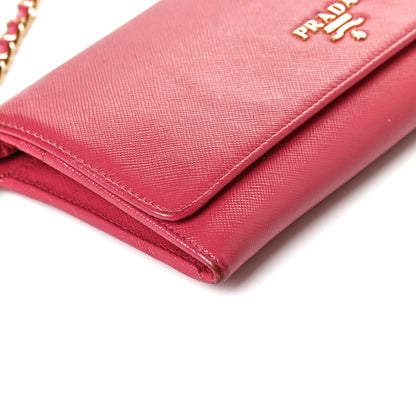 Prada Saffiano Metal Oro Chain Wallet Peonia 11 of 13