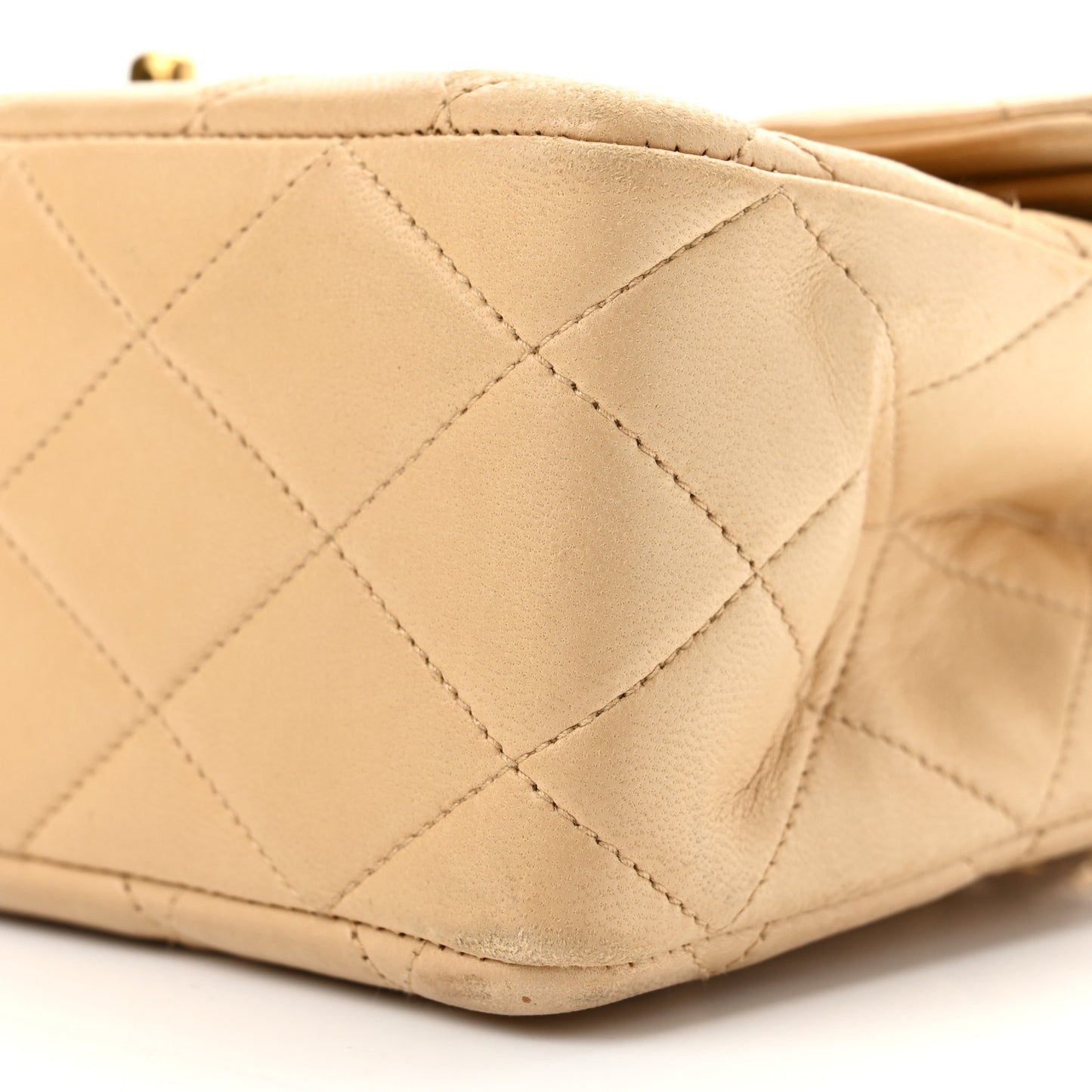 Lambskin Quilted Small Double Flap Beige