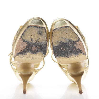 Saint Laurent Metallic Nappa Tribute 105 Platform Sandals 38.5 Gold 5 of 14