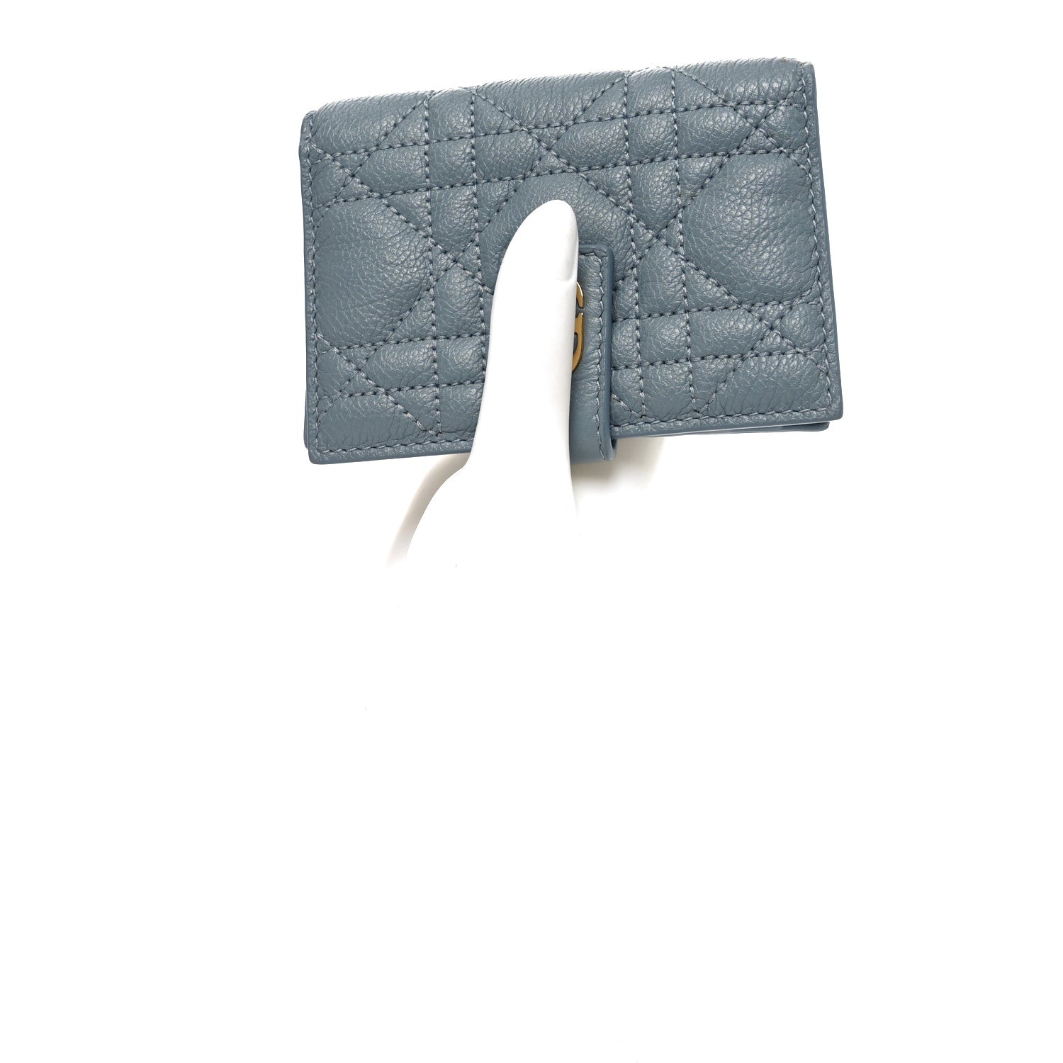 Christian Dior Supple Calfskin Cannage Caro Dandelion Card Holder Cloud Blue 2 of 8