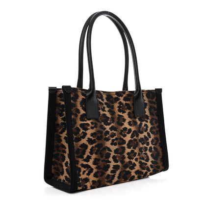 Christian Louboutin Canvas Calfskin Kitty Print Small Nastroloubi Tote Brown Black 3 of 13