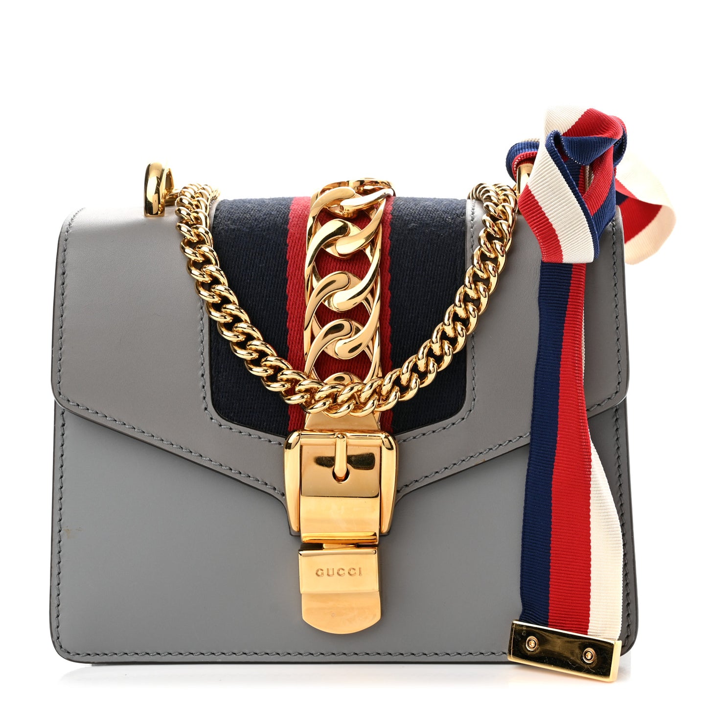 Calfskin Mini Sylvie Chain Shoulder Bag Deep Grey
