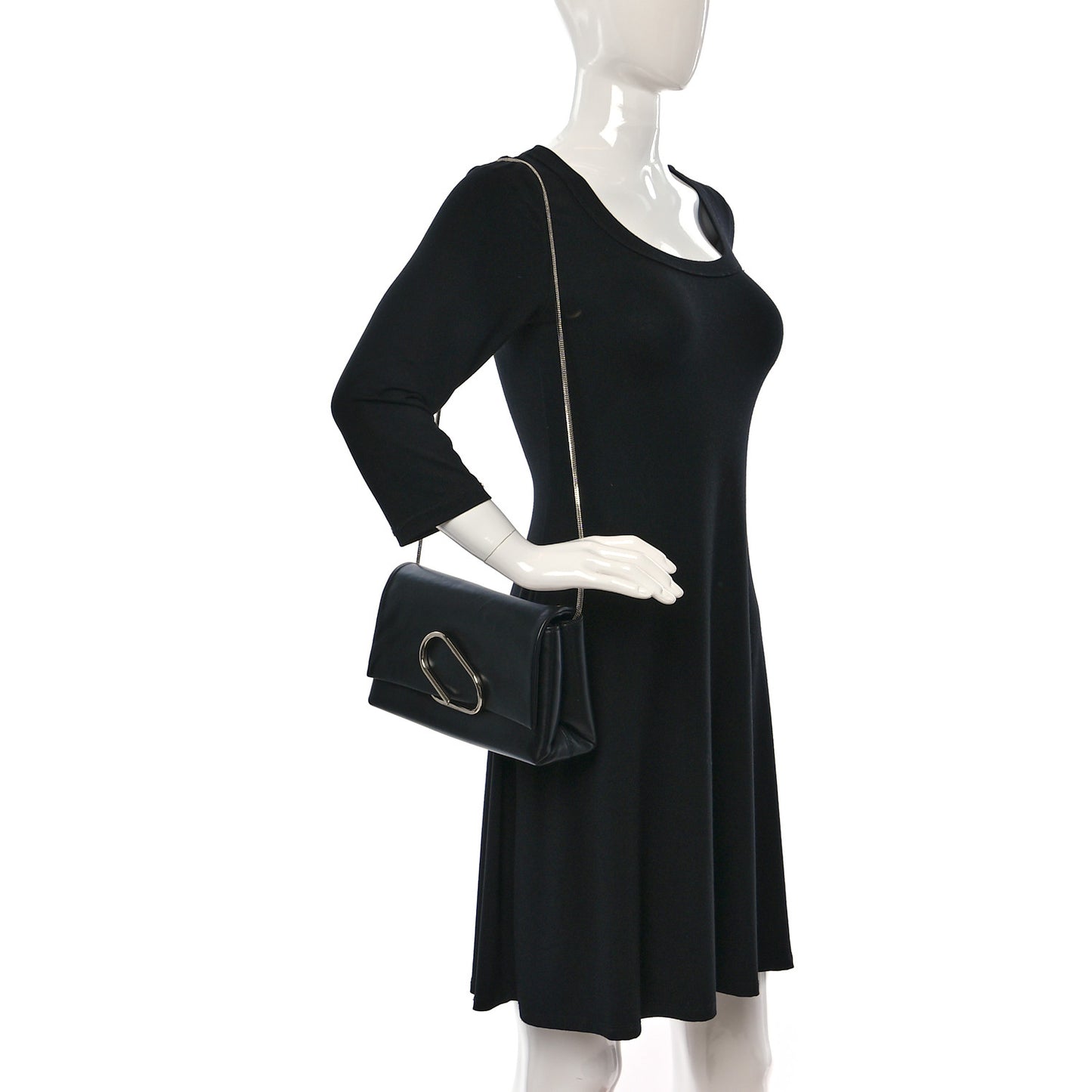 Calfskin Alix Soft Flap Clutch Black