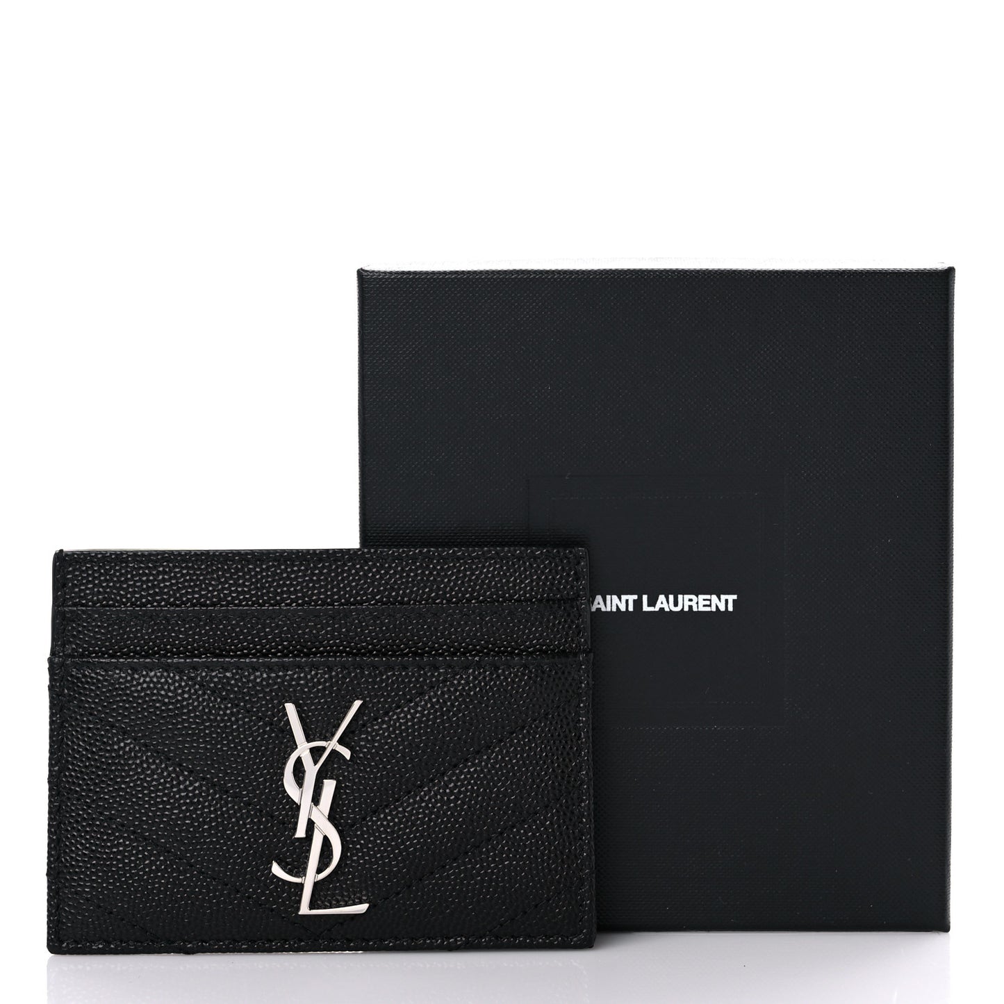 Grain De Poudre Matelasse Chevron Monogram Credit Card Case Black