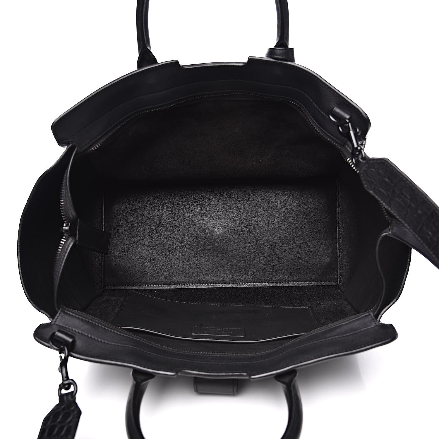 Saint Laurent Smooth Calfskin Crocodile Embossed Small Monogram Downtown Cabas Black 5 of 12