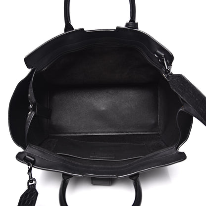 Saint Laurent Smooth Calfskin Crocodile Embossed Small Monogram Downtown Cabas Black 5 of 12