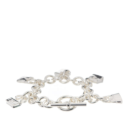 Hermes Sterling Silver Five Bags Amulette Charm Bracelet LG 3 of 6