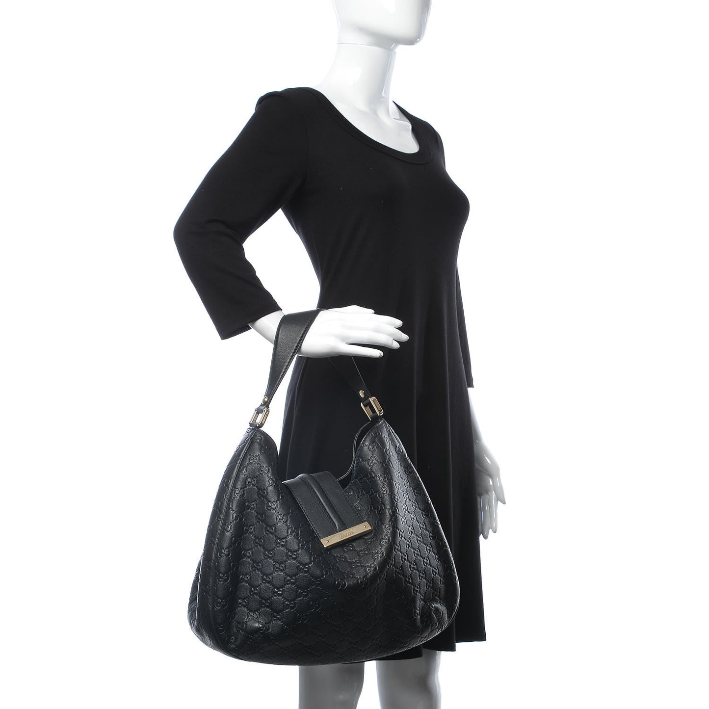 Guccissima Large New Ladies Web Hobo Black