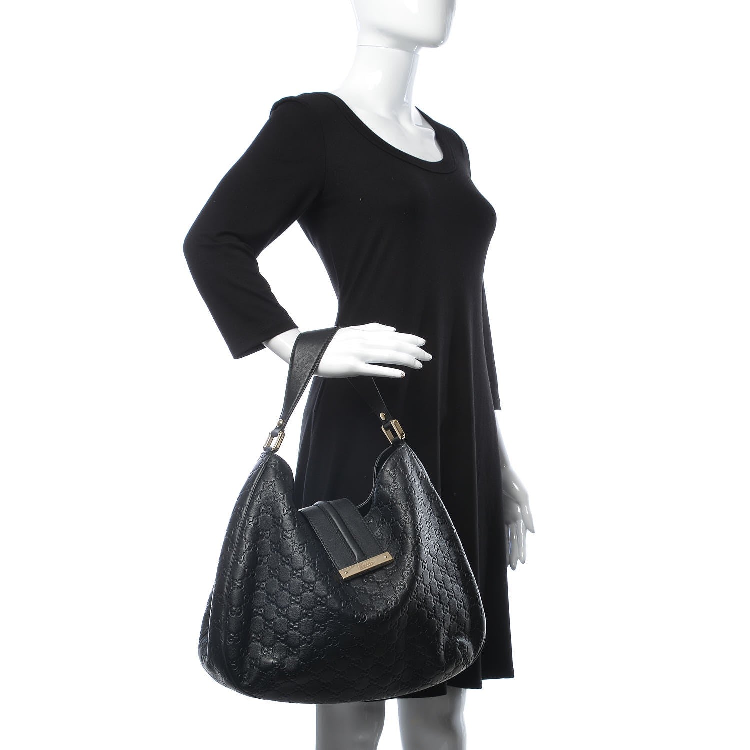 Gucci Guccissima Large New Ladies Web Hobo Black 2 of 8