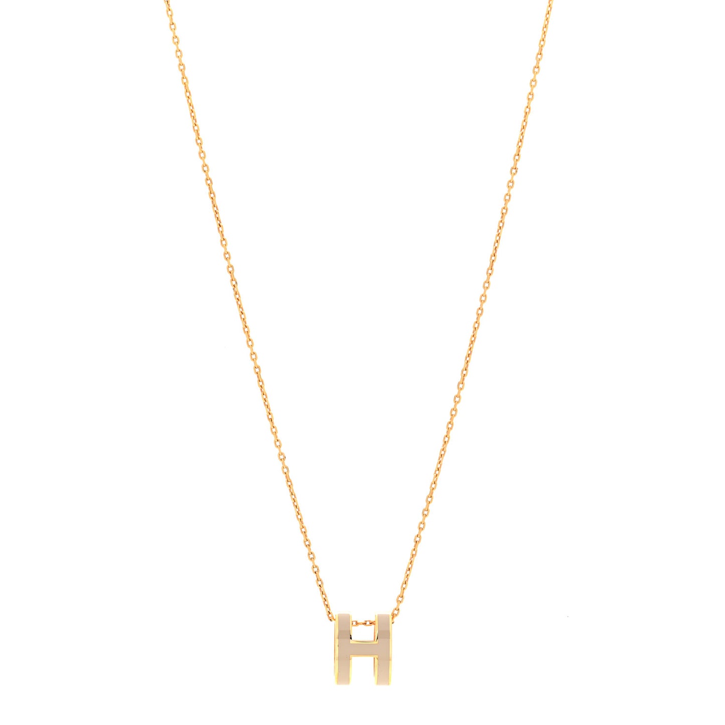 Lacquered Gold Pop H Pendant Necklace Marron Glace