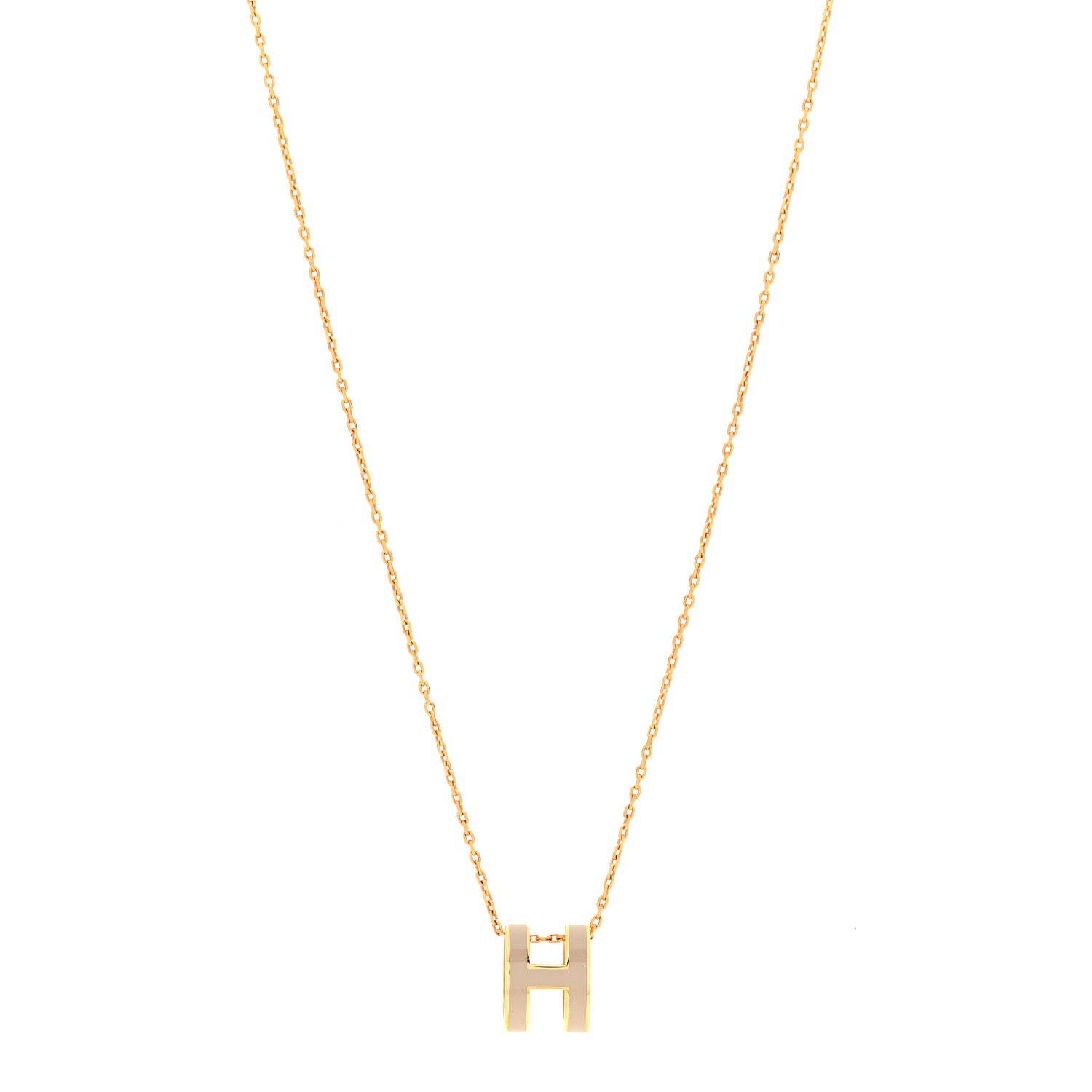 Hermes Lacquered Gold Pop H Pendant Necklace Marron Glace 1 of 7