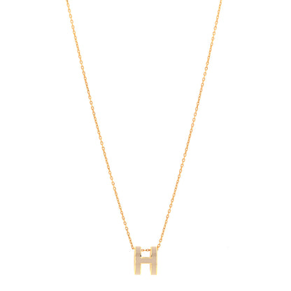 Hermes Lacquered Gold Pop H Pendant Necklace Marron Glace 1 of 7
