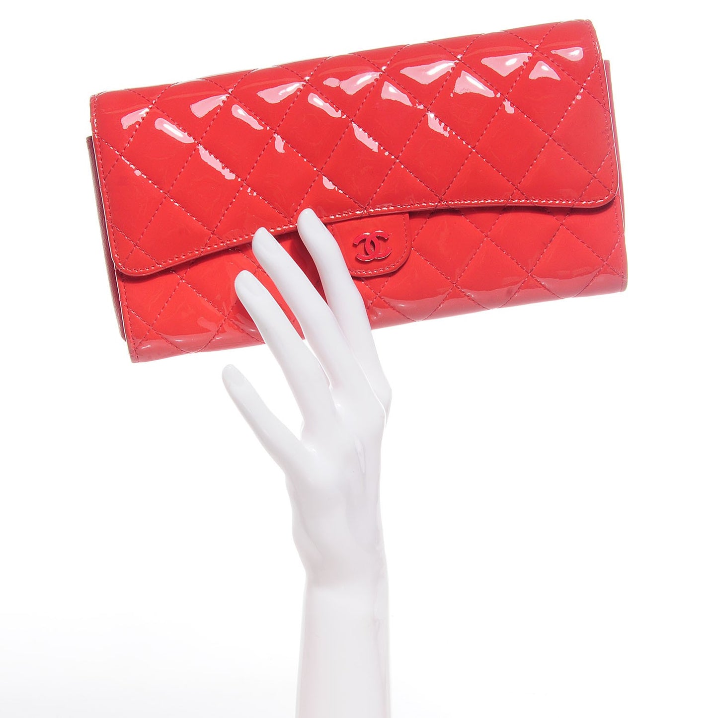 Patent Quilted Travel Wallet Dark Pink