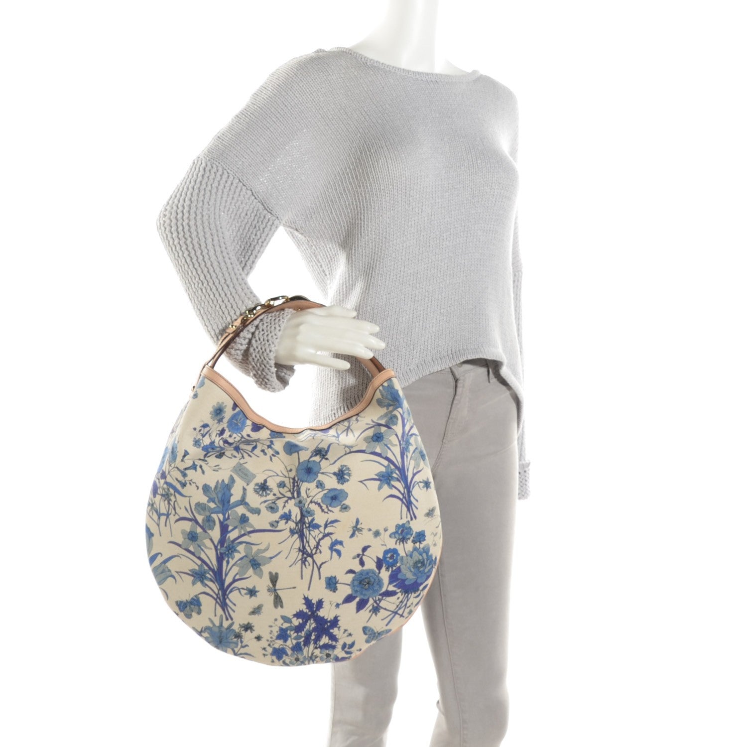 Gucci Canvas Flora Floral Wave Hobo Blue 2 of 8