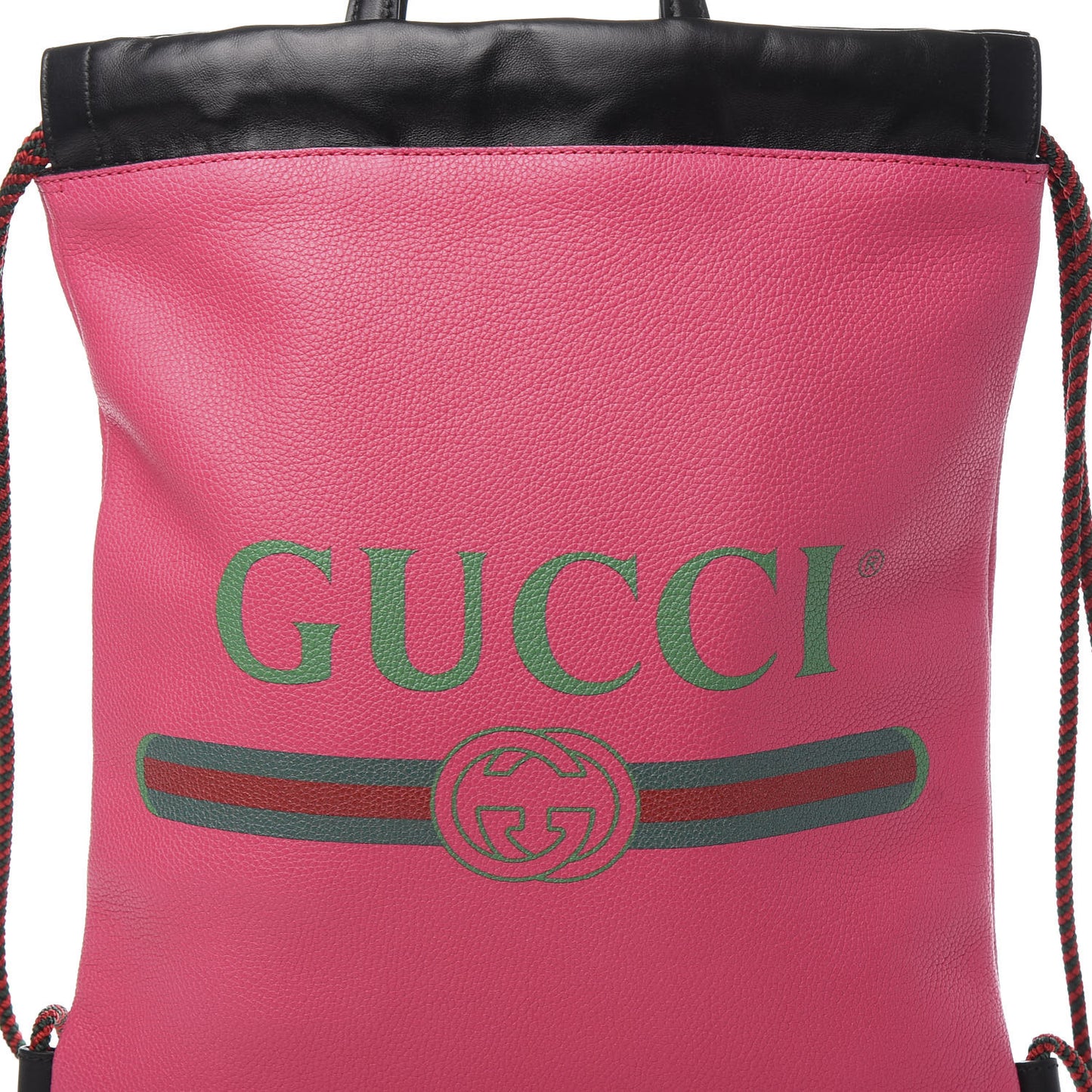 Grained Calfskin Logo Drawstring Backpack Box Pink Green Black