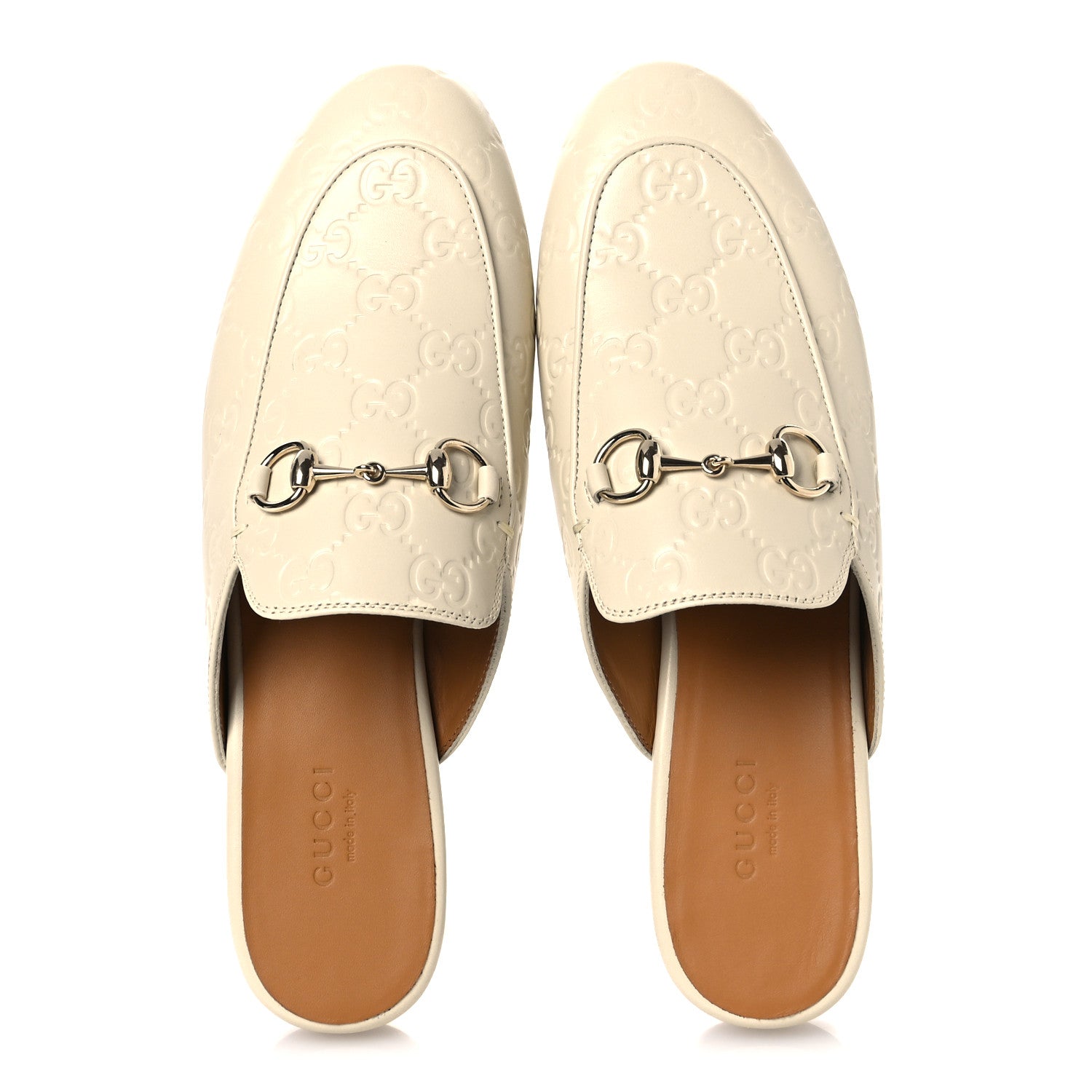 Gucci Glamour Calfskin Guccissima Womens Princetown Slippers 37 New Ivoire 2 of 11