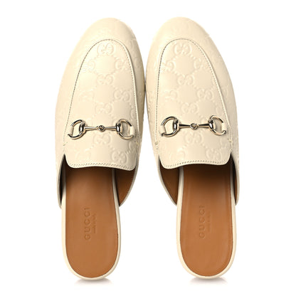 Gucci Glamour Calfskin Guccissima Womens Princetown Slippers 37 New Ivoire 2 of 11