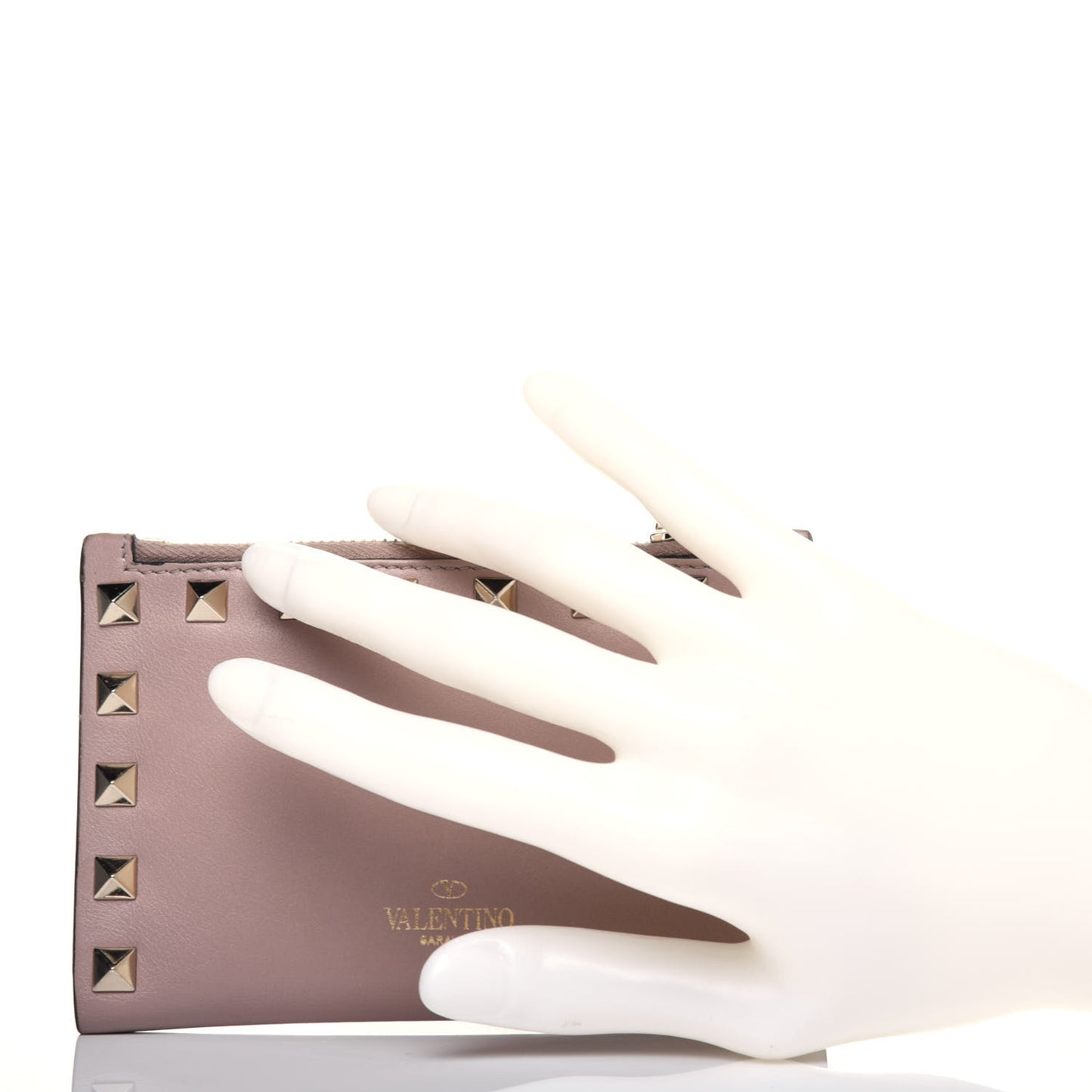 Calfskin Rockstud Bi-Fold Wallet Poudre
