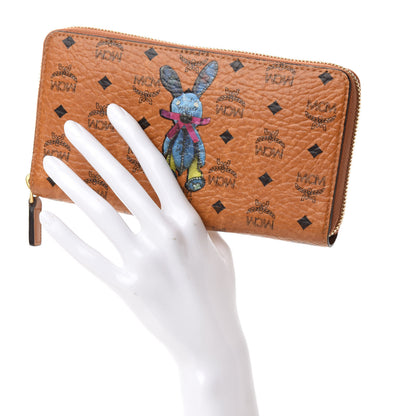 MCM Visetos Rabbit Zip Around Large Wallet Cognac 2 of 7