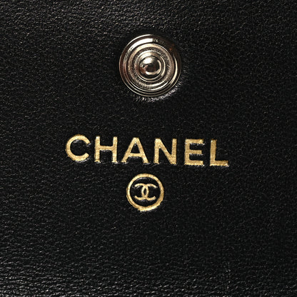Chanel Lambskin Quilted Pearl CC Chanel Flap Card Holder Black 8 of 10